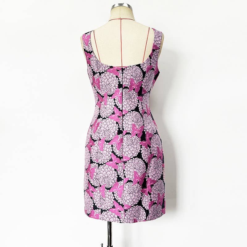 Robe Mini Porte-jarretelles Jacquard Papillon