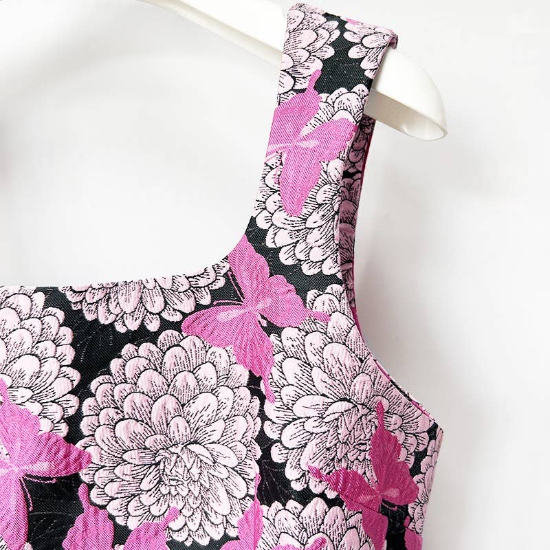 Robe Mini Porte-jarretelles Jacquard Papillon