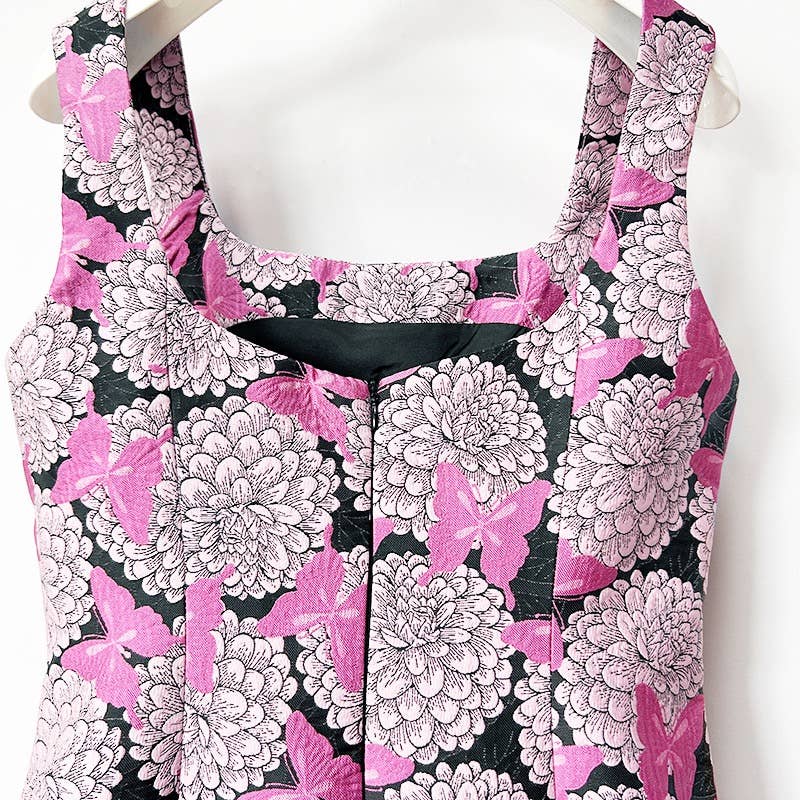 Robe Mini Porte-jarretelles Jacquard Papillon