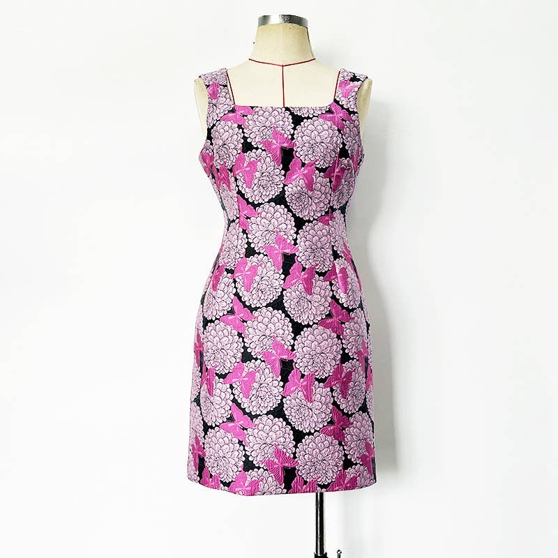 Robe Mini Porte-jarretelles Jacquard Papillon